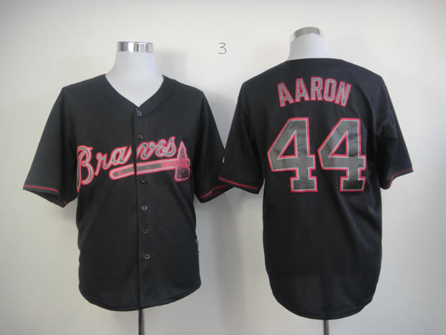Men Atlanta Braves 44 Aaron Black MLB Jerseys